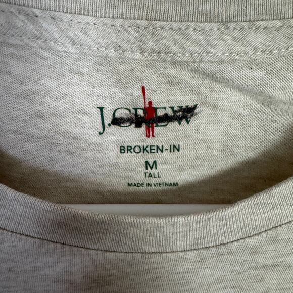J.Crew Broken-In T-Shirt Mens M Tall Cream Short Sleeve Crew Neck Cotton BW056 - Picture 3 of 5